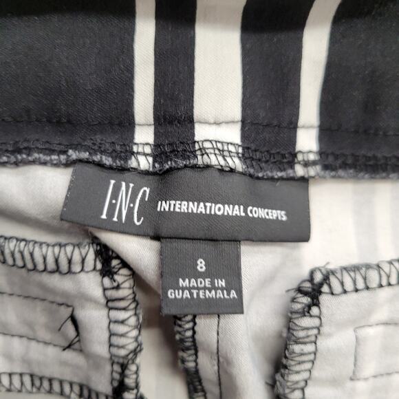 INC International Concepts Women’s 8 Striped Black White Straight Leg Pants - Picture 7 of 8